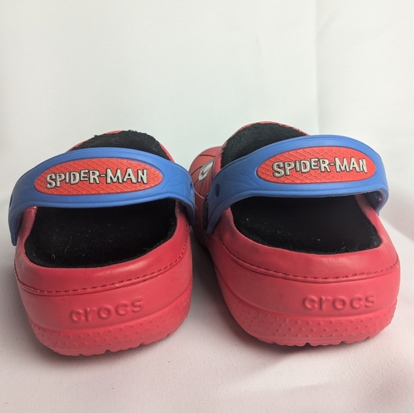 Crocs Sabots Kids Creative Spiderman Fuzz Lined Soft Interior Size 1 J - Picture 4 of 8
